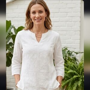Tweeds White Floral Embroidered Blouse